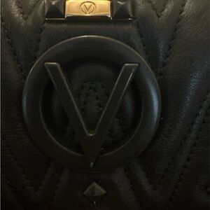 Valentino By Mario Valentino hunter green V-Emblem small shoulder bag.